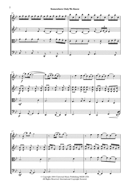 Keane Somewhere Only We Know String Quartet Page 2