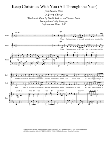 Keep Christmas With You All Through The Year 2 Part Choir Chords Piano Accompaniment Page 2