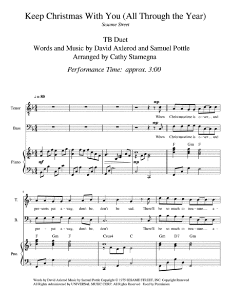 Keep Christmas With You All Through The Year Tb Duet Chords Piano Accompaniment Page 2