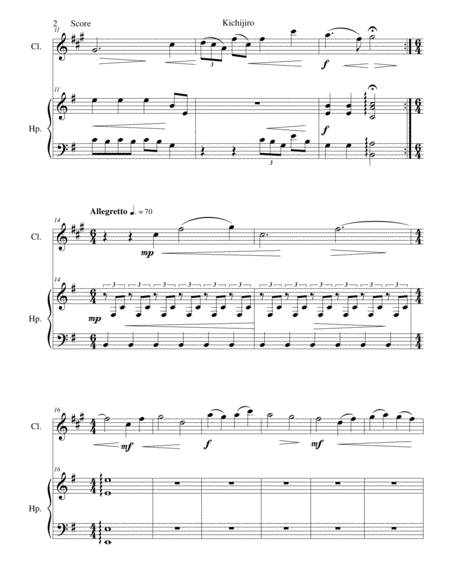 Kichijiro Inspired By The Book Silence By Shusaku Endo For Clarinet And Harp Page 2