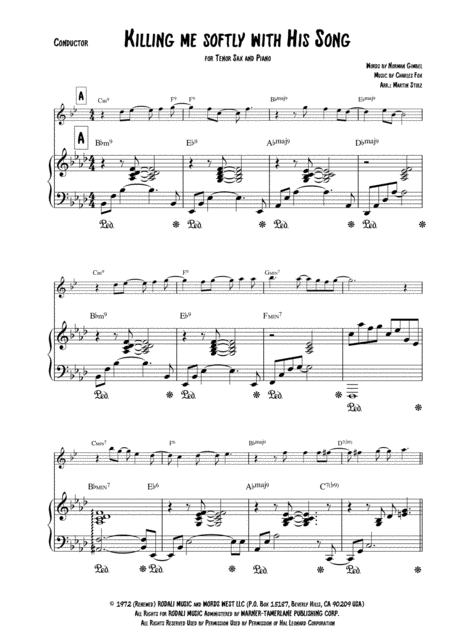 Killing Me Softly With His Song For Tenor Saxophone And Piano Page 2