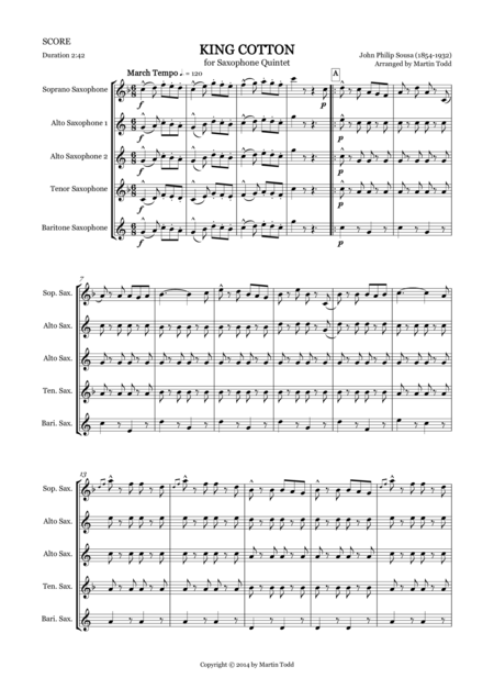 King Cotton For Saxophone Quintet Saatb Page 2