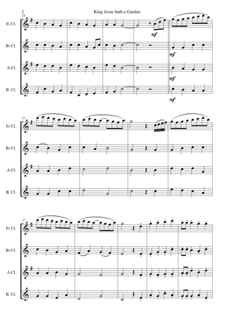 King Jesus Hath A Garden For Clarinet Quartet E Flat B Flat Alto Bass Page 2