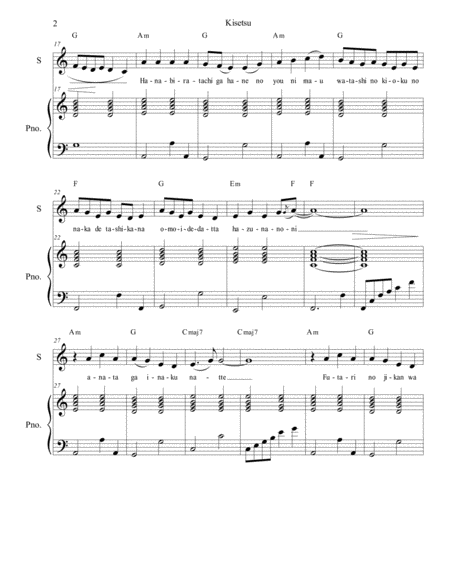 Kisetsu Seasons For Piano And Voice Page 2