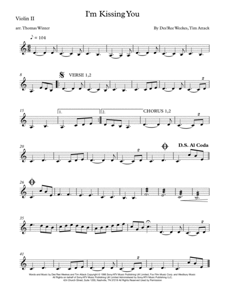 Kissing You String Quartet Trio Duo Or Solo Violin Page 2