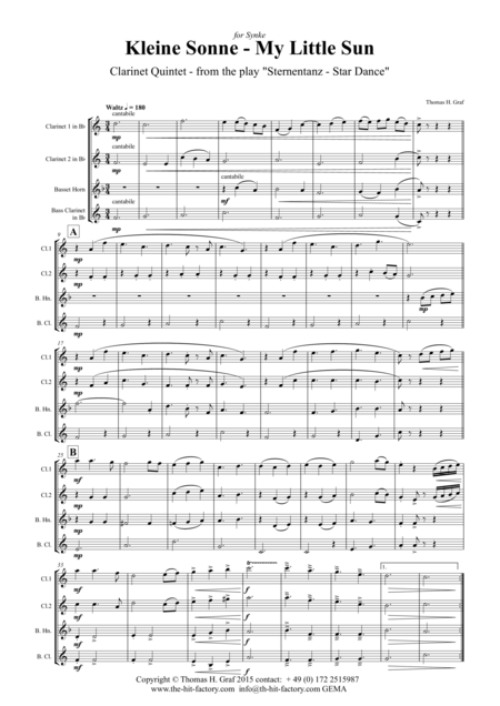 Kleine Sonne My Little Sun Waltz Clarinet Quartet Page 2