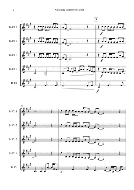 Knockin On Heavens Door For Clarinet Ensemble Page 2