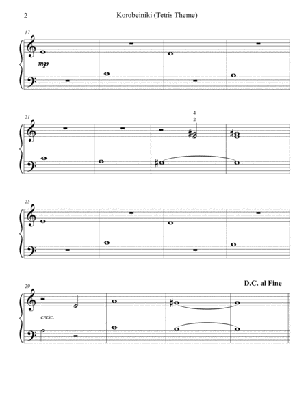 Korobeiniki Tetris Theme Beginner Piano With Teacher Duet Page 2