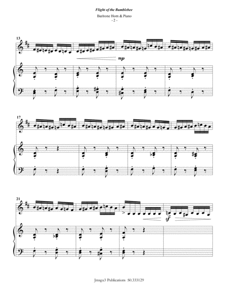 Korsakov Flight Of The Bumblebee For Baritone Horn Piano Page 2