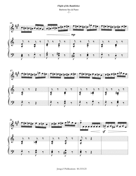 Korsakov Flight Of The Bumblebee For Baritone Sax Piano Page 2