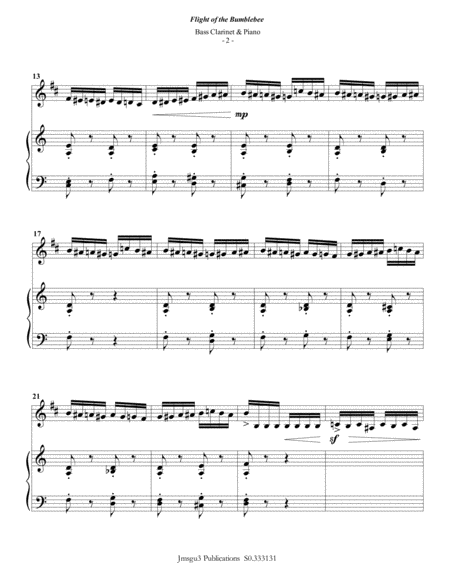 Korsakov Flight Of The Bumblebee For Bass Clarinet Piano Page 2