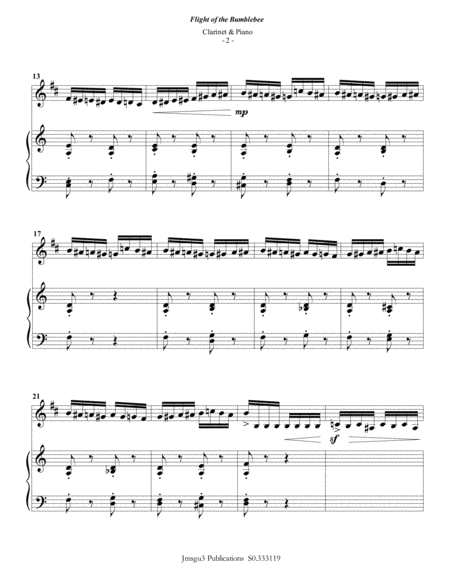 Korsakov Flight Of The Bumblebee For Clarinet Piano Page 2