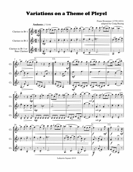 Krommer Variations On Theme Of Pleyel For Clarinet Trio Page 2