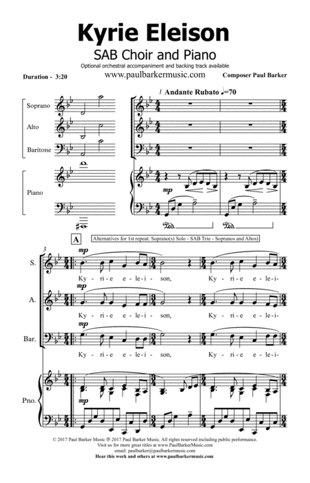 Kyrie Eleison Piano Vocal Score Page 2