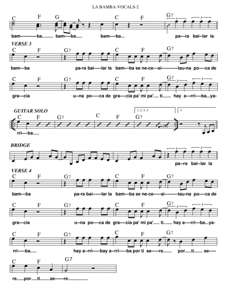 La Bamba Vocals Page 2