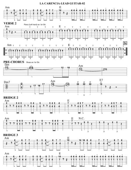 La Carencia Guitar Tab Piano Brass Arrangement Page 2