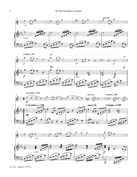 La Coza For Alto Saxophone Piano Page 2