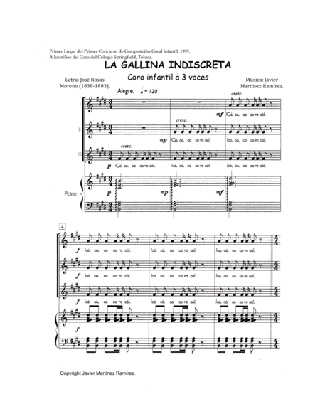 La Gallina Indiscreta For Three Part Childrens Choir And Piano Page 2