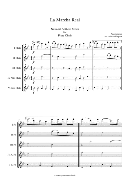 La Marcha Real National Anthem Of Spain Flute Choir Arr Adrian Wagner Page 2
