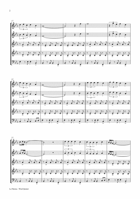 La Paloma Spanish Habanera Wind Quintet Page 2