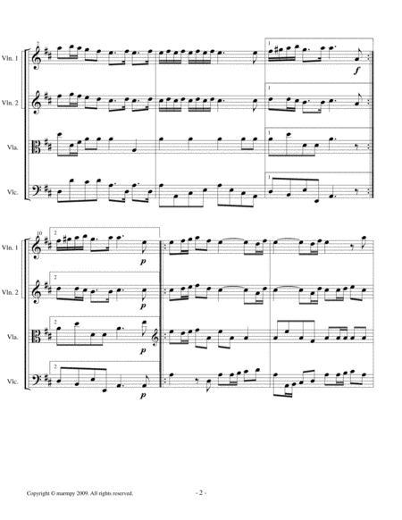 La Rejouissance By Handel Arranged For String Quartet Page 2