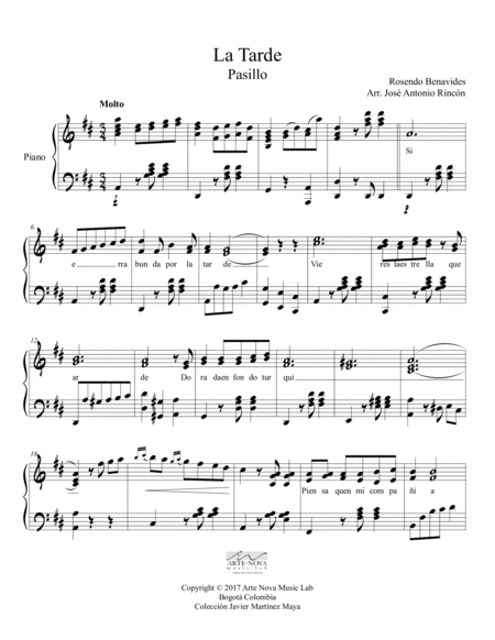 La Tarde Pasillo For Piano Page 2