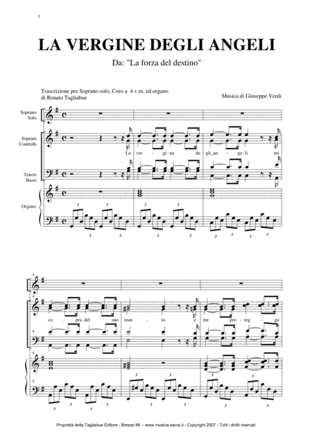 La Vergine Degli Angeli For Solo Satb Choir And Organ Page 2