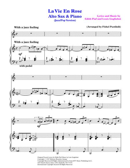 La Vie En Rose Jazz Pop Version For Alto Sax And Piano Video Page 2