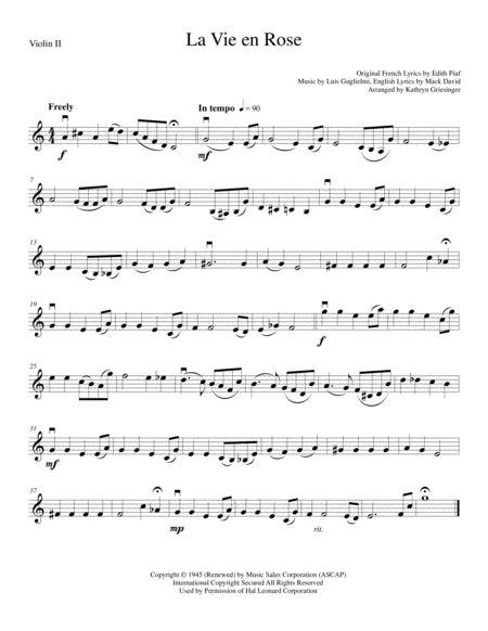 La Vie En Rose String Quartet Page 2