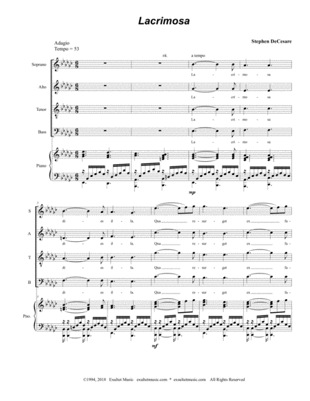 Lacrimosa From Requiem Mass Piano Vocal Score Page 2