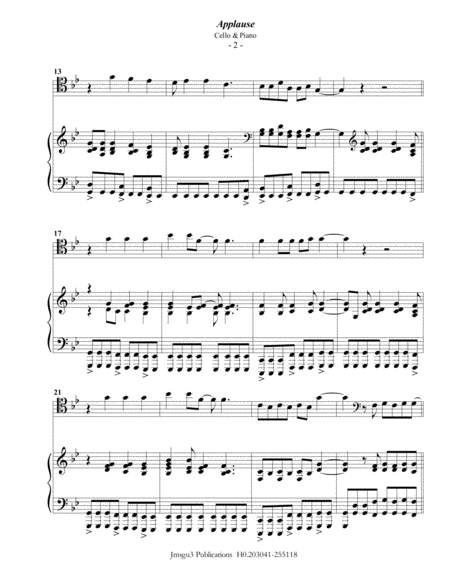 Lady Gaga Applause For Cello And Piano Page 2