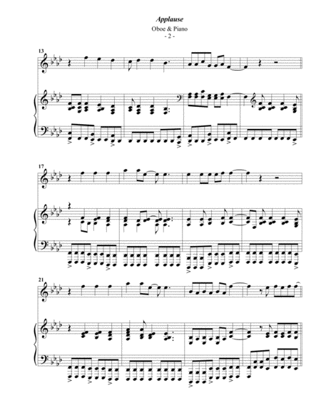 Lady Gaga Applause For Oboe Piano Page 2