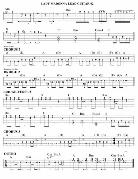 Lady Madonna Guitar Tab Piano Brass Arrangement Page 2