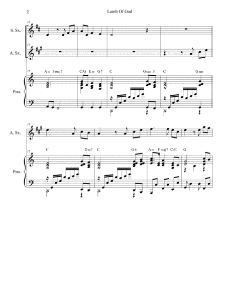 Lamb Of God Duet For Soprano And Alto Saxophone Page 2