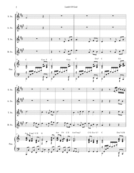 Lamb Of God For Saxophone Quartet Page 2