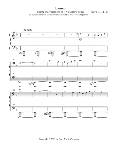 Lament Theme And Variations On Two Sorrow Songs Page 2