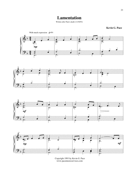 Lamentation Original Piano Solo Page 2