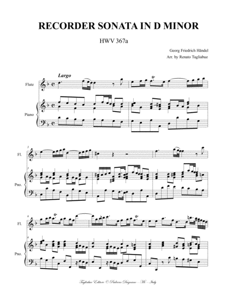 Largo From Recorder Sonata In D Minor Hwv 367a Arr For Flute Or Any Instr In C And Piano Page 2