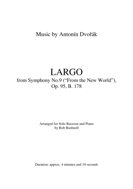 Largo From Symphony No 9 From The New World Dvorak Theme For Solo Bassoon And Piano Page 2