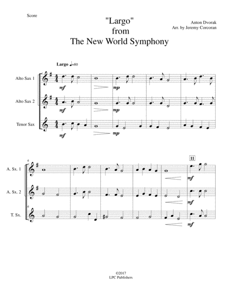 Largo From The New World Symphony For Saxophone Trio Aat Or Sat Page 2