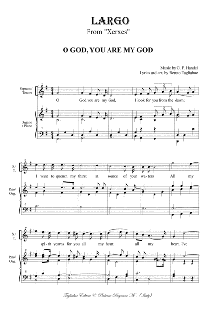 Largo From Xerxes O God You Are May God Arr For Soprano Tenor Piano Organ And Ad Libitum Violin Page 2