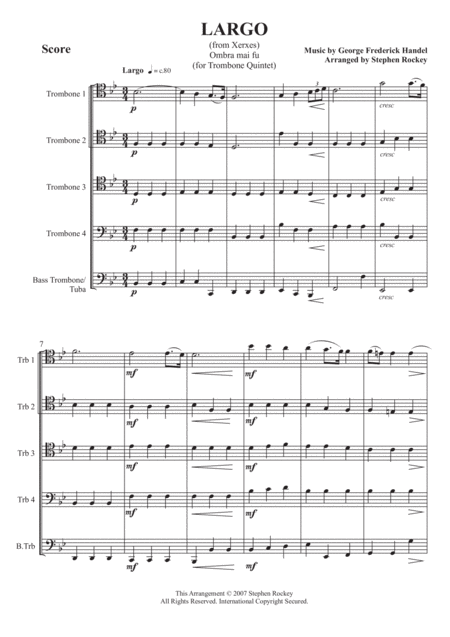 Largo From Xerxes Trombone Quintet Page 2