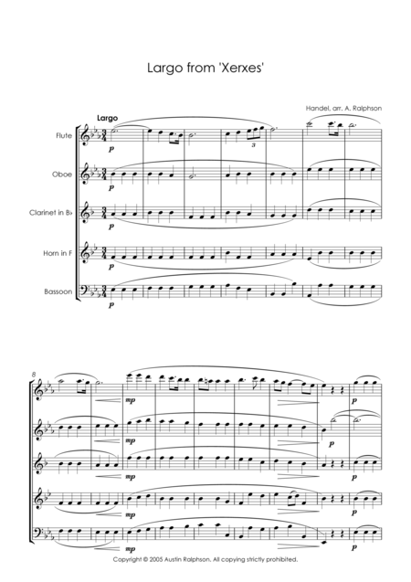 Largo From Xerxes Wind Quintet Page 2