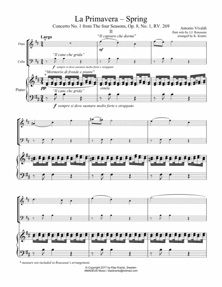 Largo Ii From La Primavera Spring For Flute Solo And Piano Cello Ad Lib Page 2