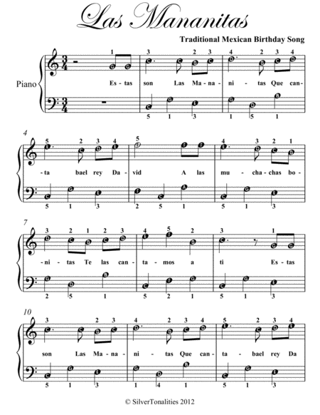 Las Mananitas Easy Piano Sheet Music Page 2