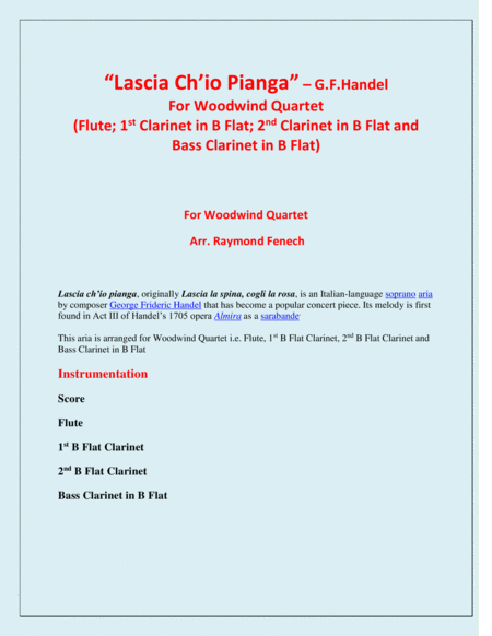 Lascia Ch Io Pianga From Opera Rinaldo For Woodwind Quartet Page 2