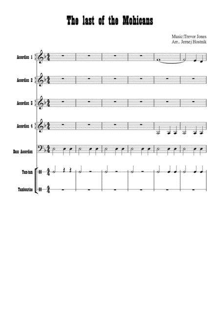 Last Of The Mohicans Main Theme Accordion Orchestra Score Page 2