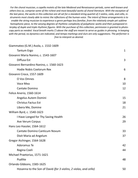 Late Renaissance Motets And Anthems Arranged For Strings Page 2