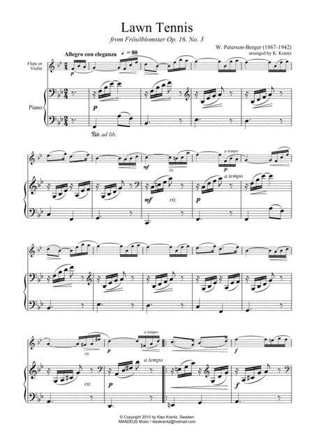 Lawn Tennis For Flute Or Violin And Piano Page 2