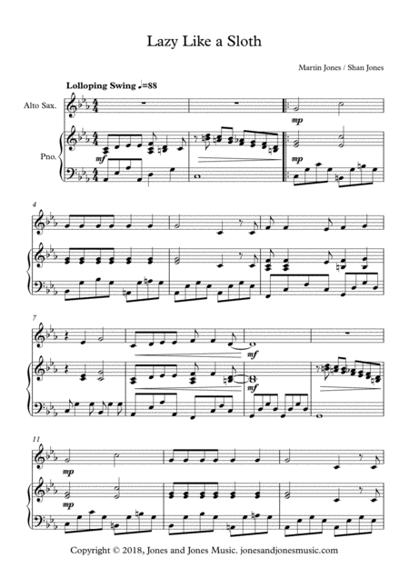 Lazy Like A Sloth Alto Sax And Piano Page 2